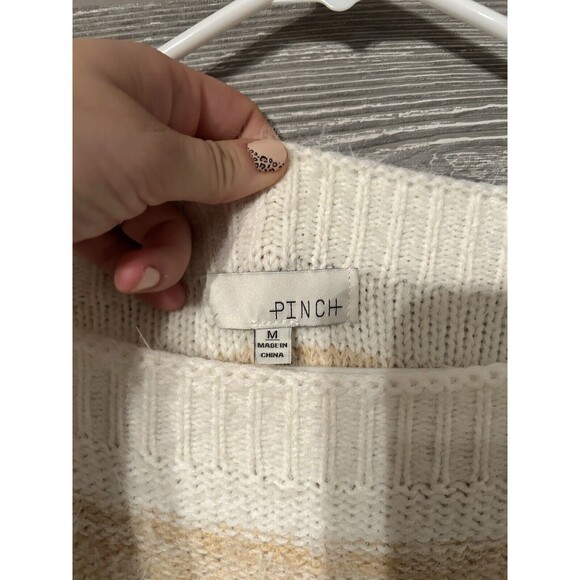 PINCH Hilda Cream Multi Striped Eyelash Knit Sweater Size Medium - Picture 5 of 8